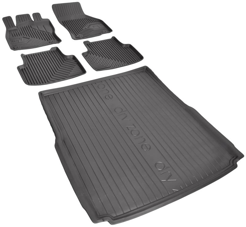 Auto Gummifußmatten und Kofferraumwanne passend für VW Passat B8 (Kombi) ab 2014- EIN Set - Fußmatten, Hohe Rand, Antirutsch von Z4L