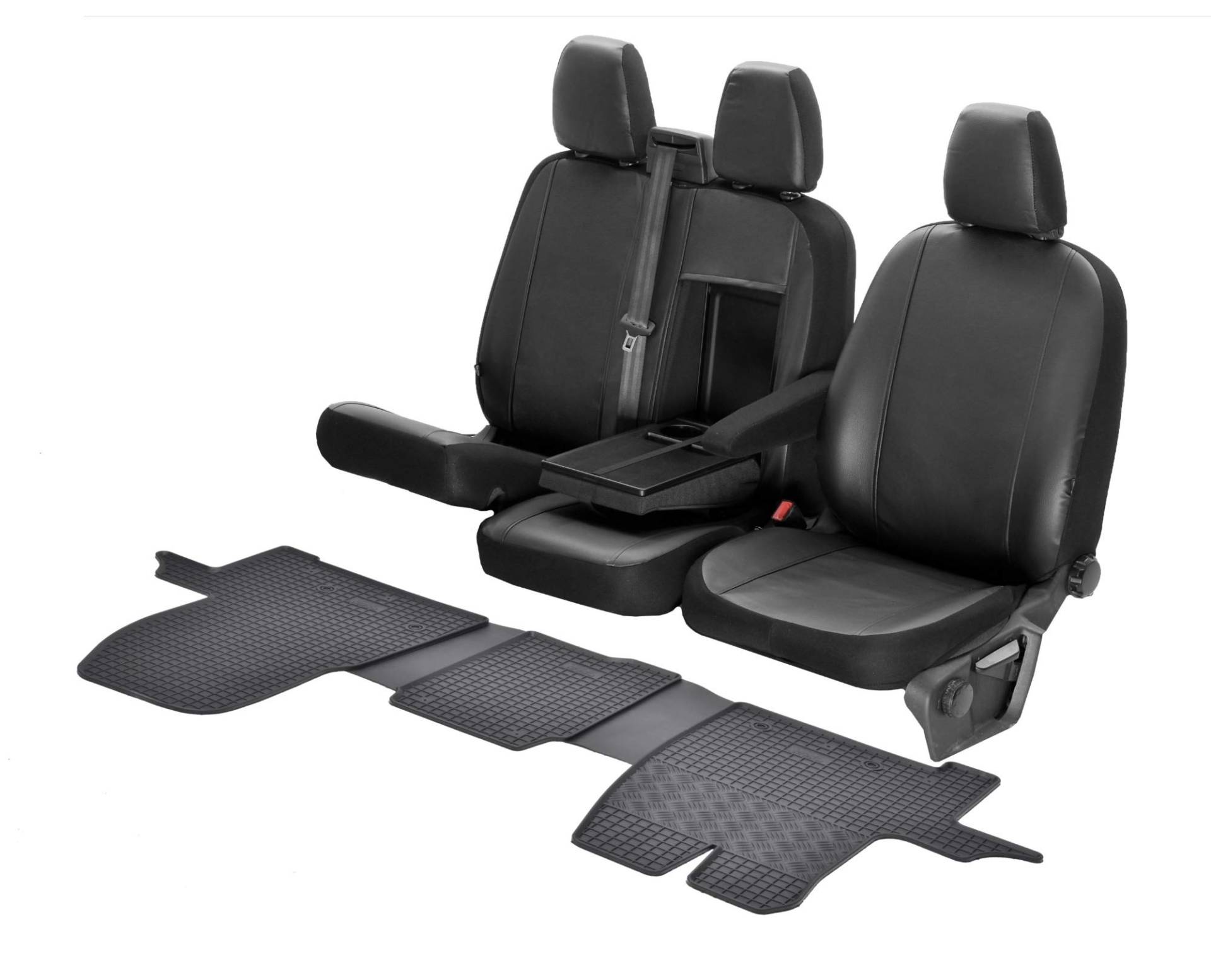 Passgenaue Kunstleder Sitzbezüge VIP und Gummifußmatten kompatibel mit Ford Tourneo/Custom ab 2012 - EIN Set von Z4L