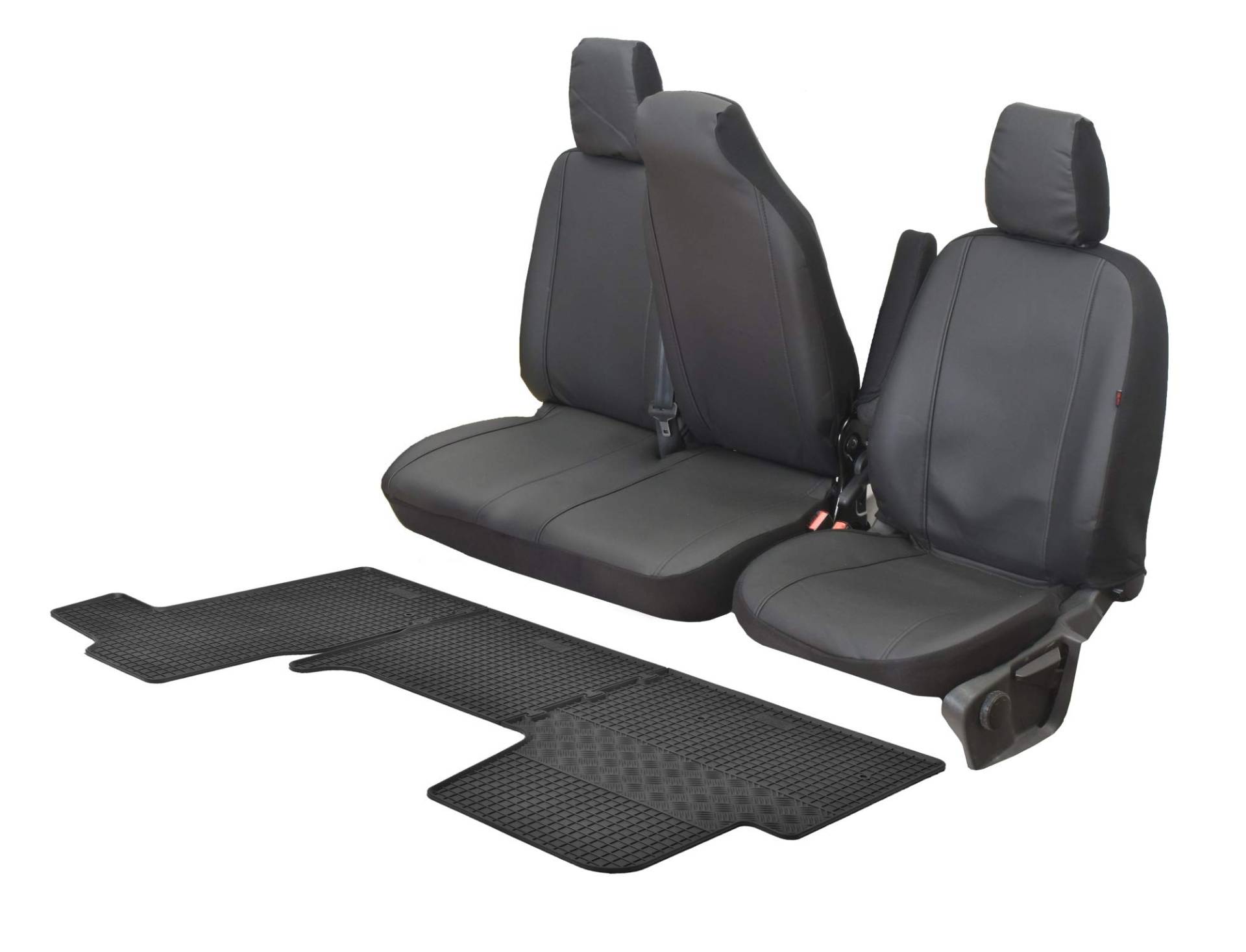 Passgenaue Kunstleder Sitzbezüge VIP und Gummifußmatten kompatibel mit Nissan NV400 ab 2011 - EIN Set von Z4L