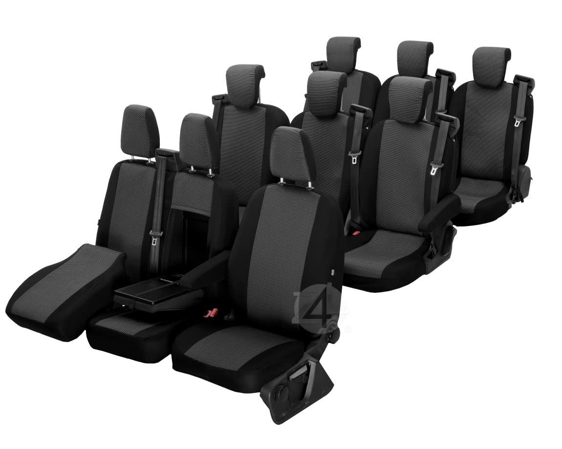 Passgenaue Sitzbezüge Hero geeignet für Ford Transit Custom, Tourneo ab 2012 ideal angepasst 9-Sitzer Polstermaterial von Z4L