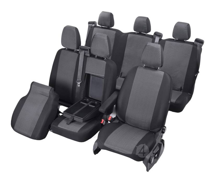 Passgenaue Sitzbezüge Hero kompatibel mit Ford Transit Custom DOPPELKABINE ab 2012/2018-6-Sitzer Polstermaterial von Z4L