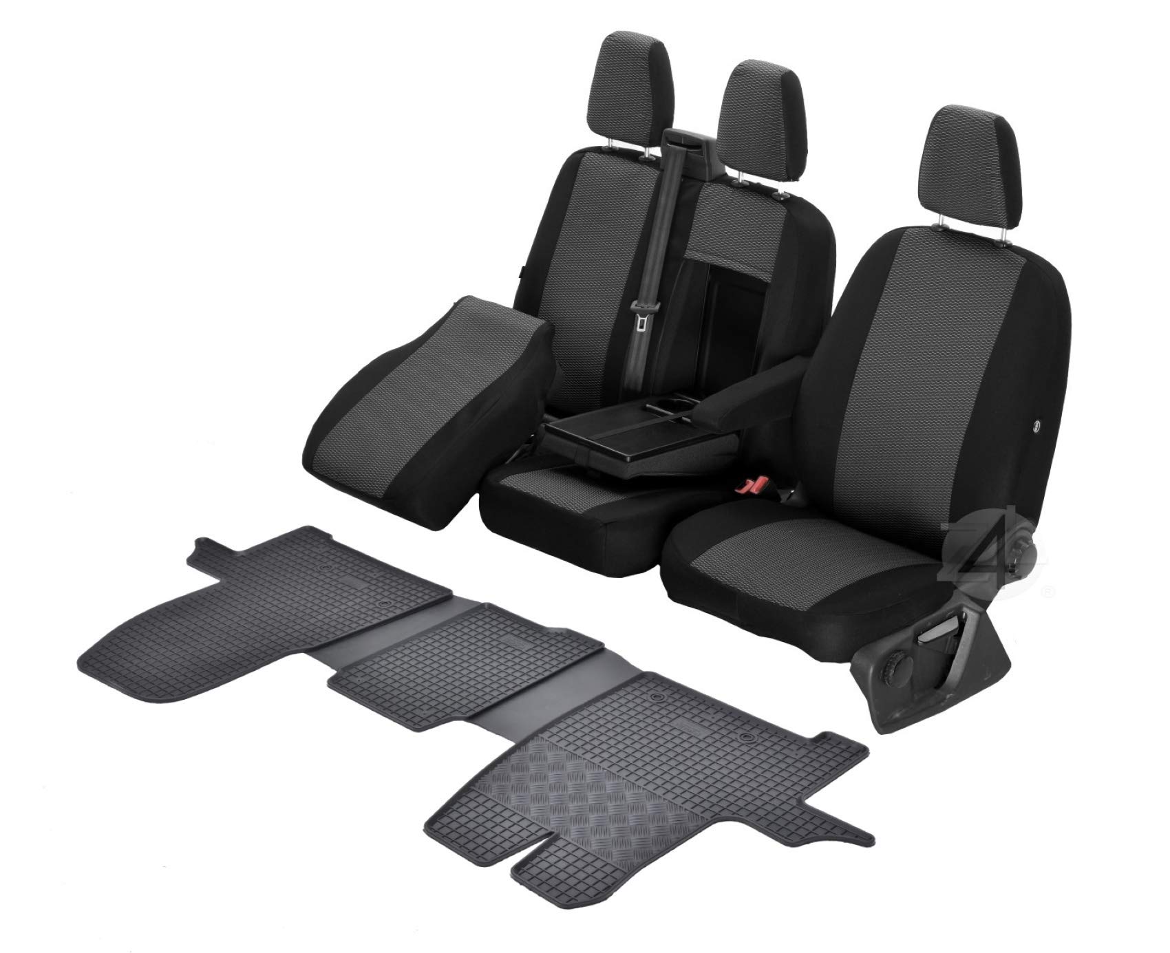 Passgenaue Sitzbezüge Hero und Gummifußmatten kompatibel mit Ford Tourneo/Custom ab 2012 - EIN Set von Z4L