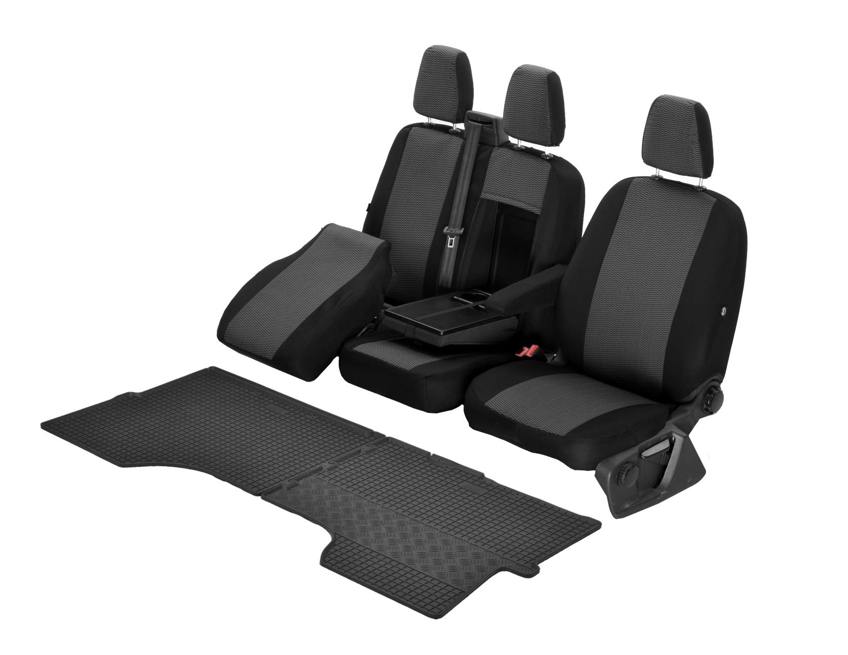 Passgenaue Sitzbezüge Hero und Gummifußmatten kompatibel mit Iveco Daily ab 2014 - EIN Set von Z4L