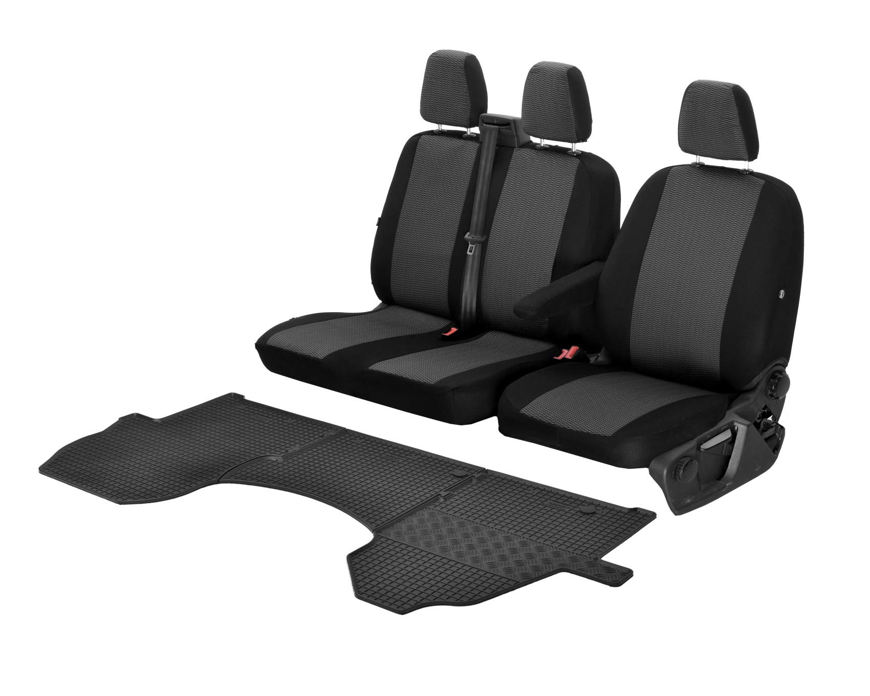 Passgenaue Sitzbezüge Hero und Gummifußmatten kompatibel mit Mercedes Sprinter ab 2018 - EIN Set von Z4L