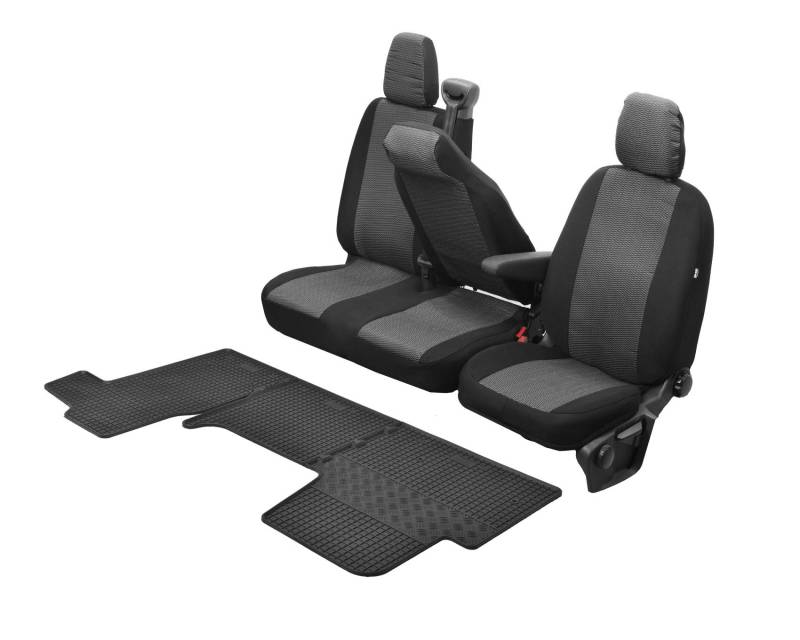Passgenaue Sitzbezüge Hero und Gummifußmatten kompatibel mit Renault Master IV ab 2011 - EIN Set von Z4L