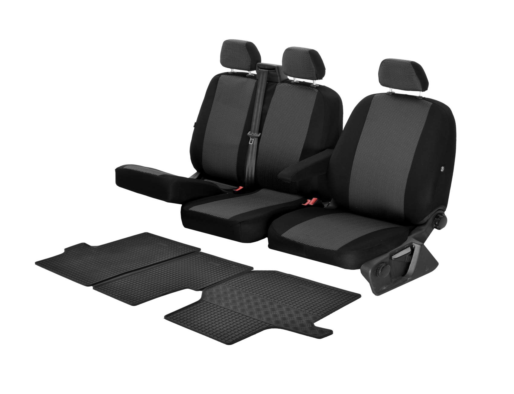 Passgenaue Sitzbezüge Hero und Gummifußmatten kompatibel mit VW Crafter ab 2017 - EIN Set von Z4L