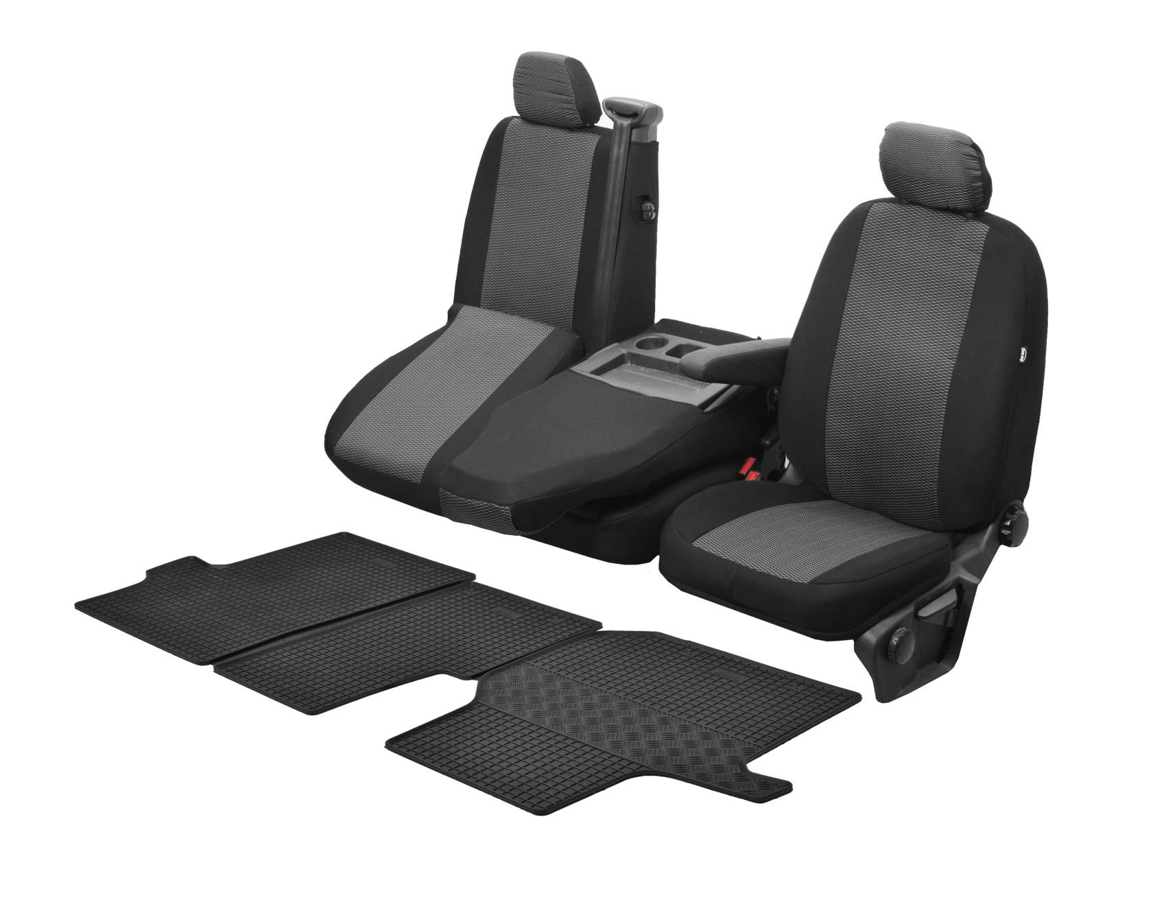 Passgenaue Sitzbezüge Hero und Gummifußmatten kompatibel mit VW Crafter ab 2017 - EIN Set von Z4L