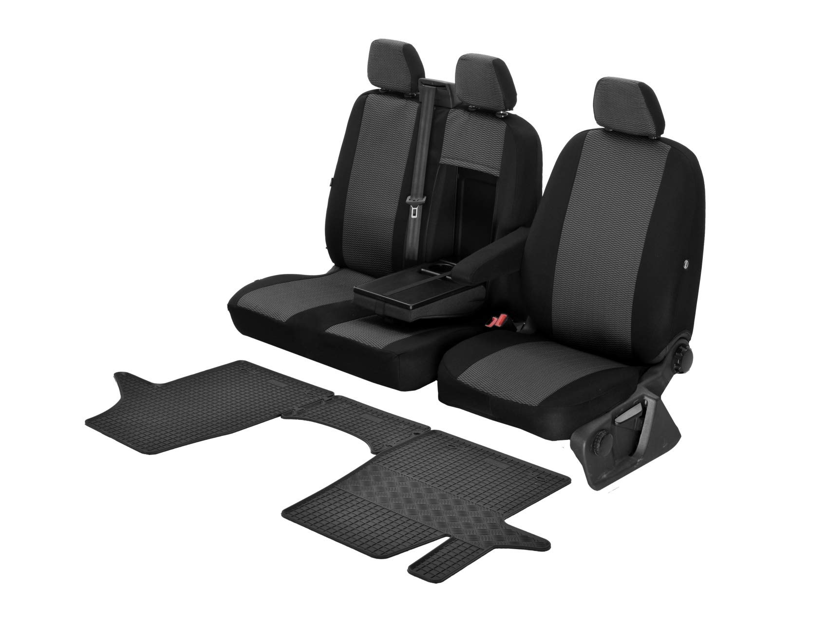 Passgenaue Sitzbezüge Hero und Gummifußmatten kompatibel mit VW T5 2010-2016 - EIN Set von Z4L