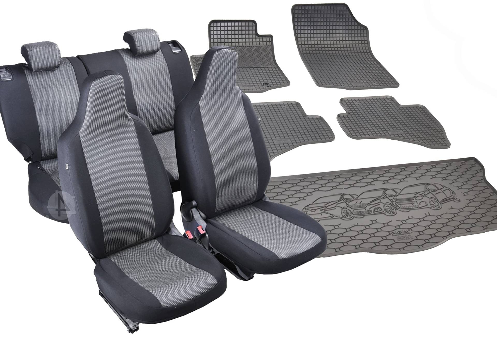 Passgenaue Sitzbezüge Hero und passgenaue Gummifußmatten Set für Toyota Aygo II ab 2014 - ideal angepasst von Z4L