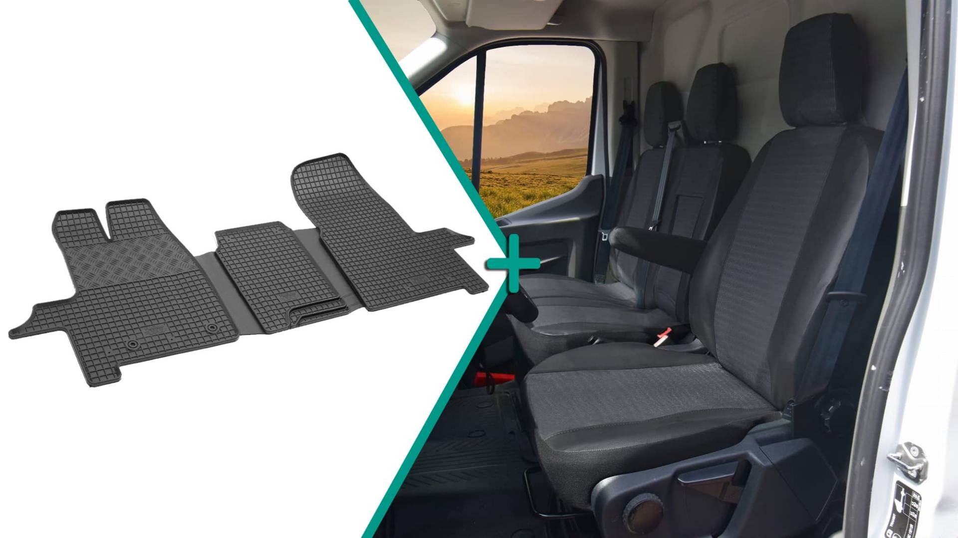 Passgenaue Sitzbezüge Viva + Gummifußmatten - EIN Set geeignet für Ford Transit Custom Manual ab 2012- / ab 2018- | 3 Sitzer von Z4L