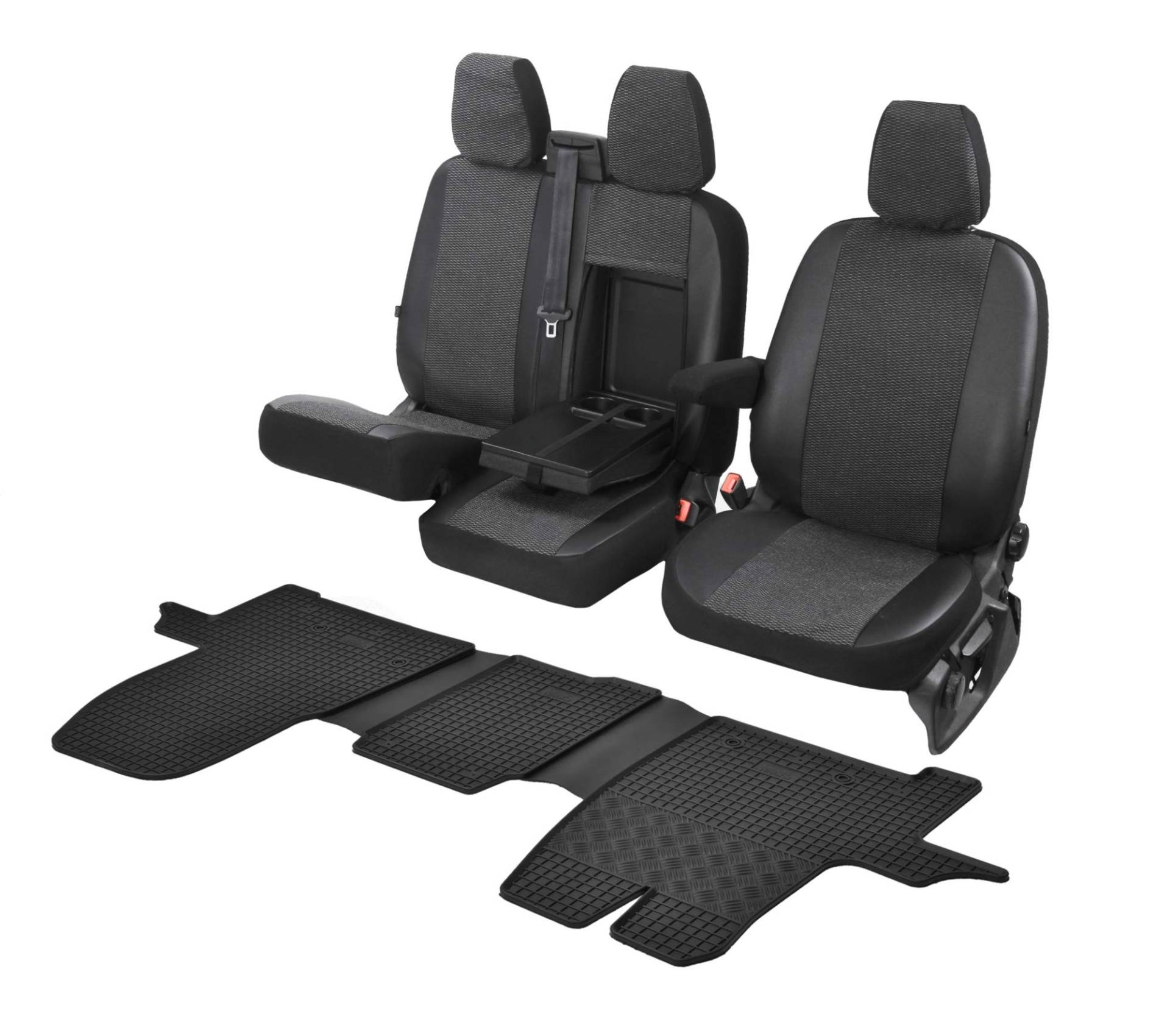 Passgenaue Sitzbezüge Viva und Gummifußmatten kompatibel mit Ford Transit ab 2014 - EIN Set von Z4L