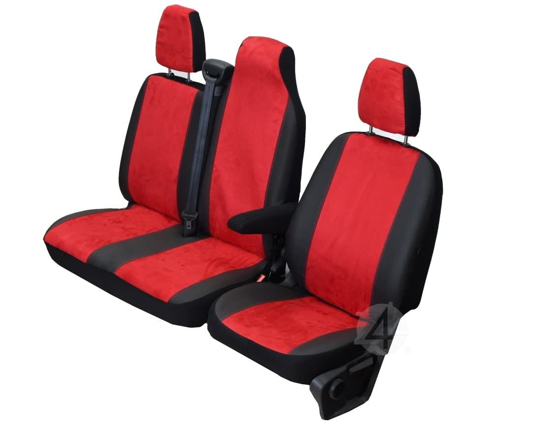 Sitzbezüge CUSTO ROT schwarz Passgenau Ideal angepasst Kleintransporter | 4DV-CU-OR3M-SC-23 von Z4L