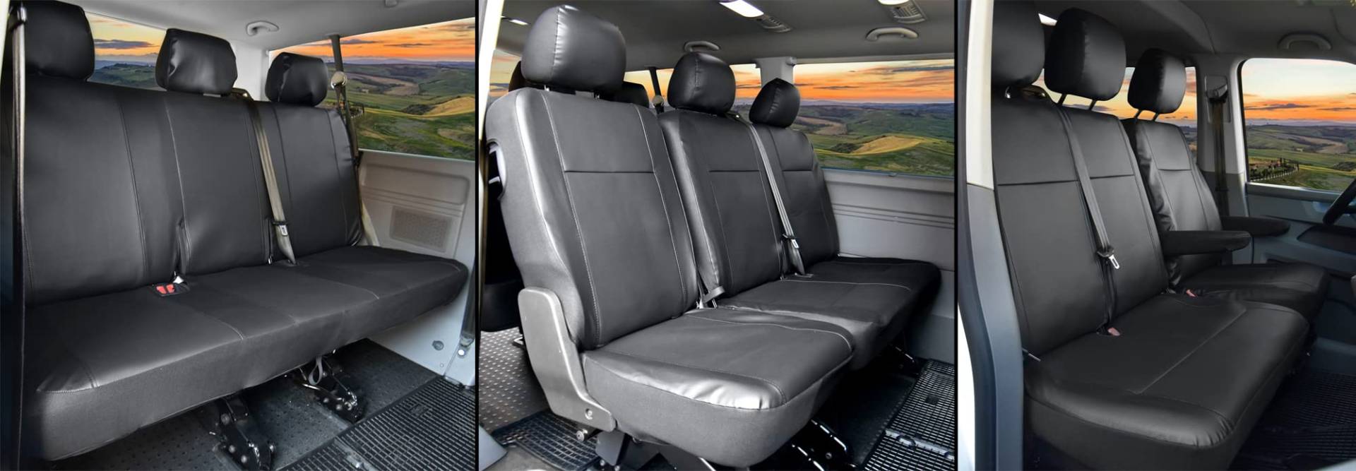 Sitzbezüge Kunstleder passgenau passend für VW T6 Transporter/Caravelle/Multivan ab 2015/19-9 Sitzer Meister von Z4L