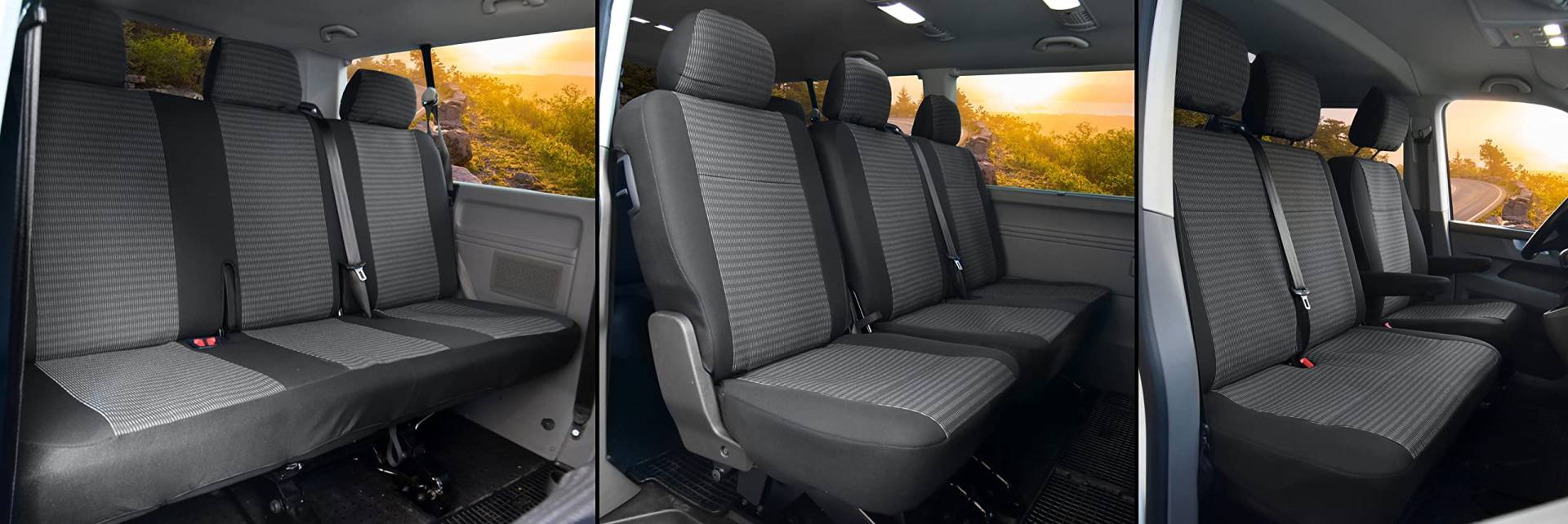 Sitzbezüge Stoff passgenau passend für VW T6 Transporter/Caravelle/Multivan ab 2015/19-9 Sitzer LUX von Z4L