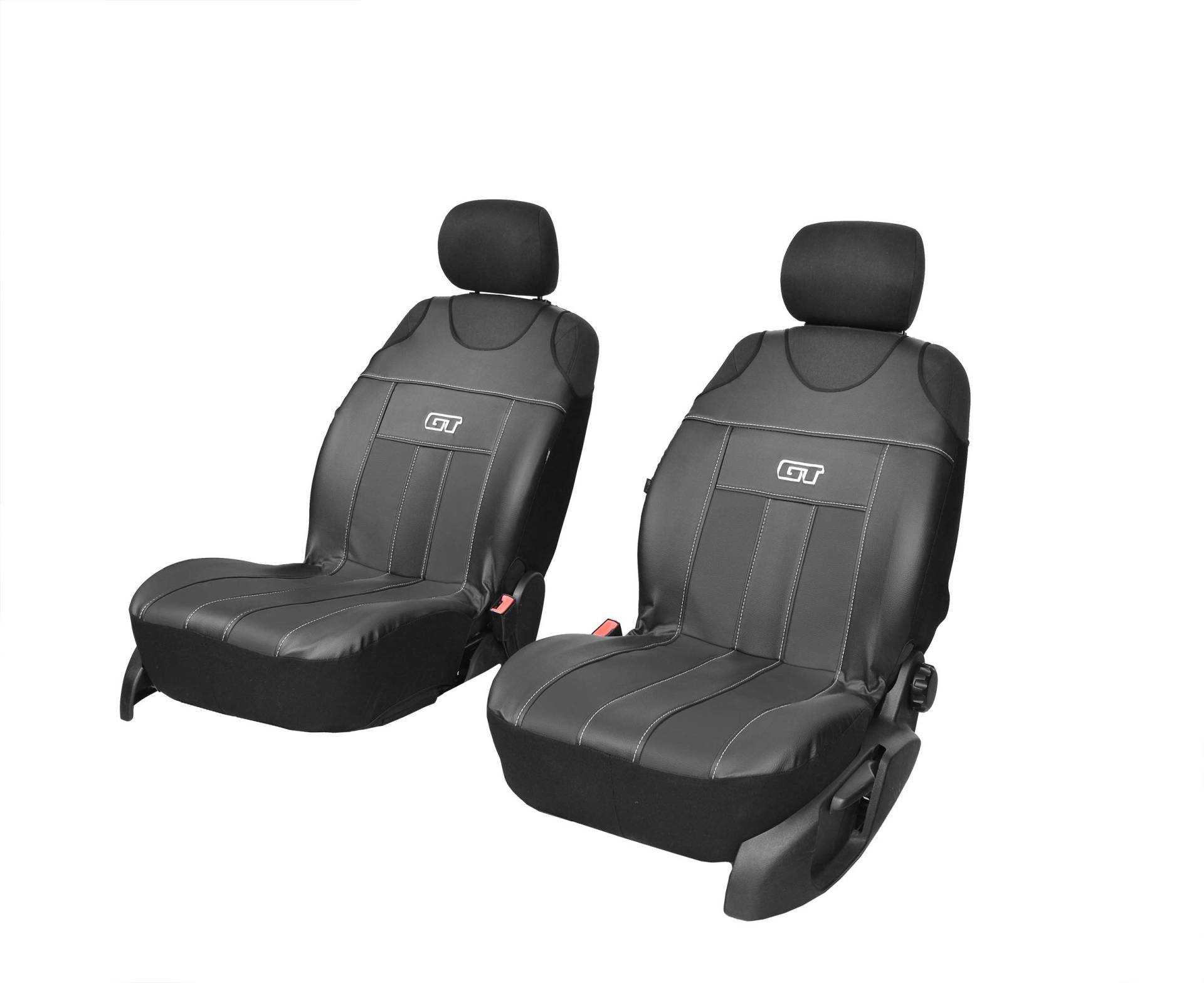Universal Sitzbezüge GT Kunstleder modernes Design geeignet für Ford Ranger für vordere Sitzen SCHWARZ von Z4L