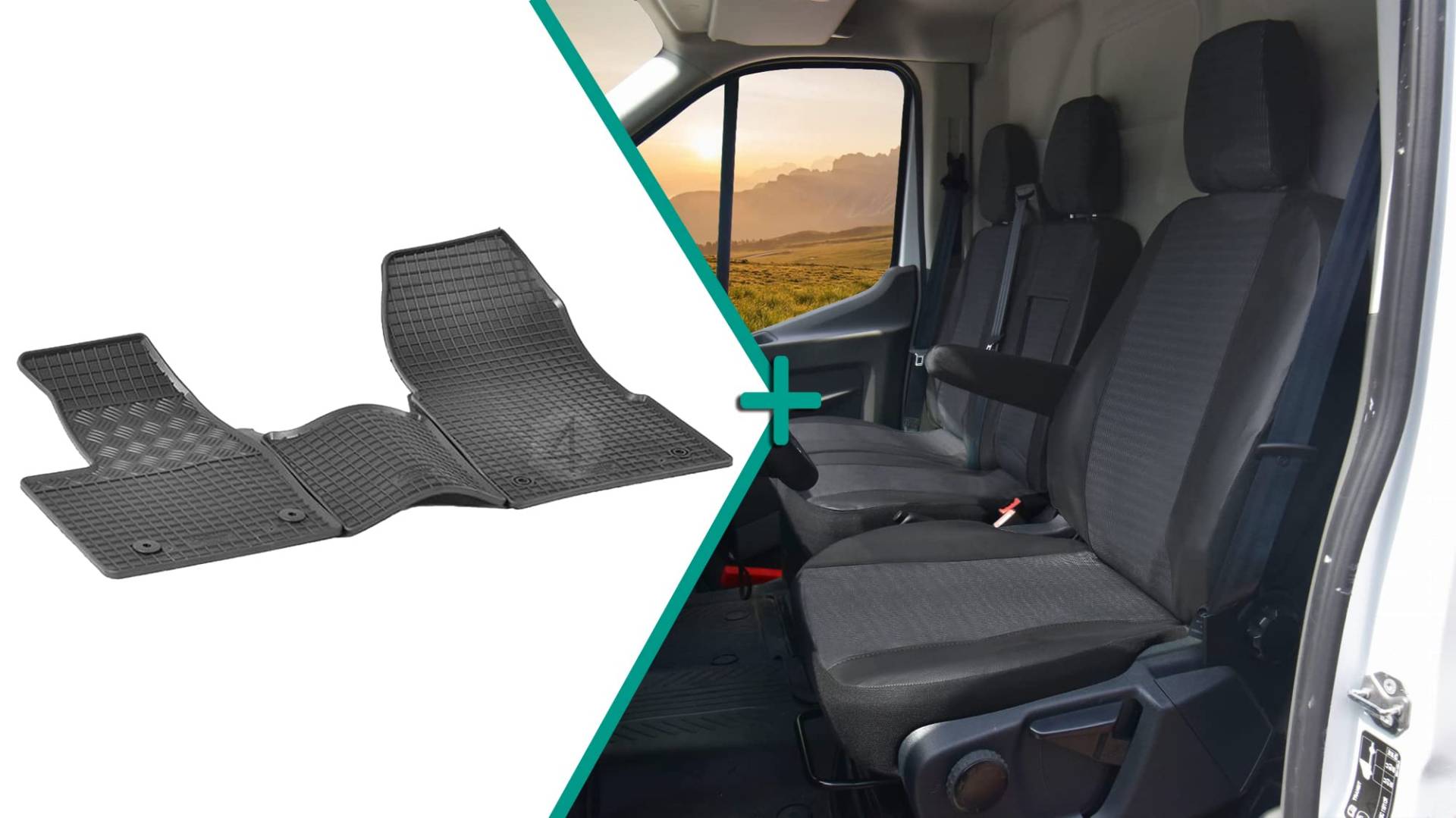 Passgenaue Sitzbezüge Viva + Gummifußmatten - EIN Set geeignet für Ford Tourneo Custom Automatik ab 2018- | 3 Sitzer von Z4L