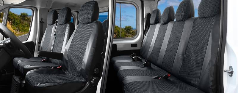 Z4L Sitzbezüge Stoff mit Kunstleder geeignet für Ducato ab 2006-2014- 2022- für LKW - 7 Sitze - Perfekte Anpassung von Z4L