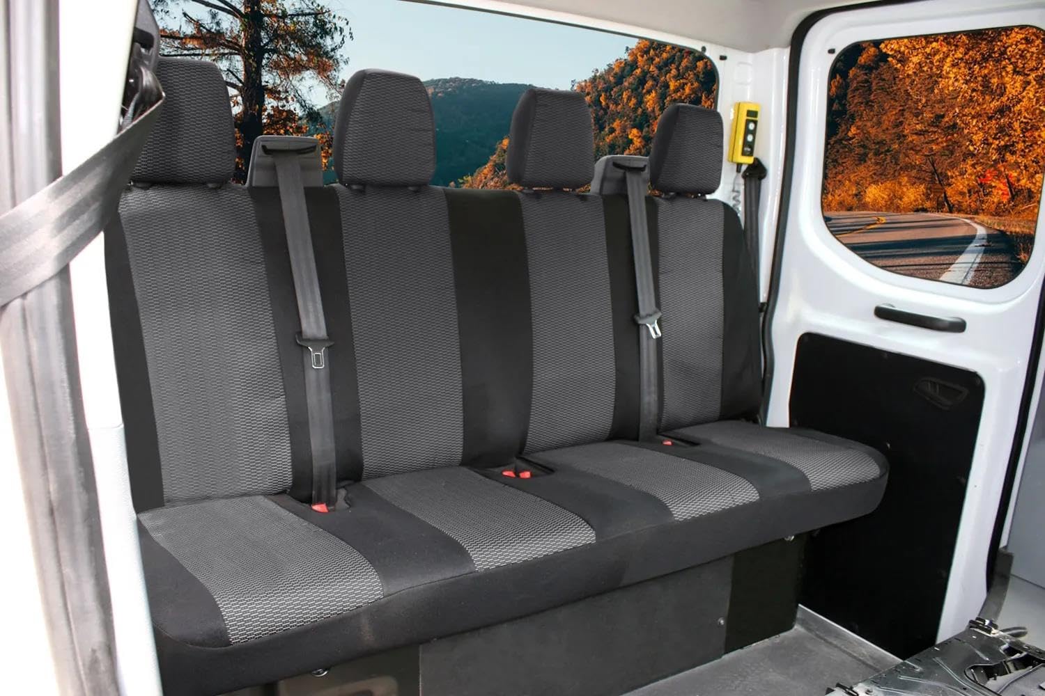 Z4L Sitzbezüge passend für Transit ab 2014 / ab 2020-4er Sitzbank hinten - Polyester Schwarz, Grau, LUX - Passgenau von Z4L