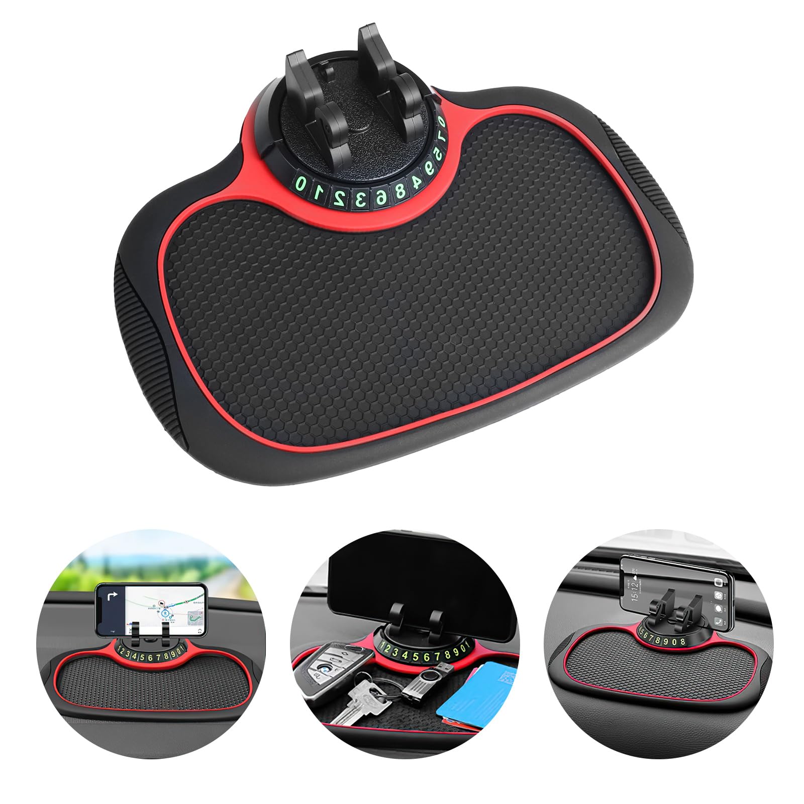 Auto Antirutschmatte Armaturenbrett, 4-in-1,360 Grad Drehbare Antirutschmatte, Handyhalter fürs Armaturenbrett, Multifunktionales Telefonpad für das Armaturenbrett Auto Antirutschmatte Armaturenbrett, 4-in-1,360 Grad Drehbare Antirutschmatte, Handyhalter fürs Armaturenbrett, Multifunktionales Telefonpad für das Armaturenbrett von ZAKAZAKA