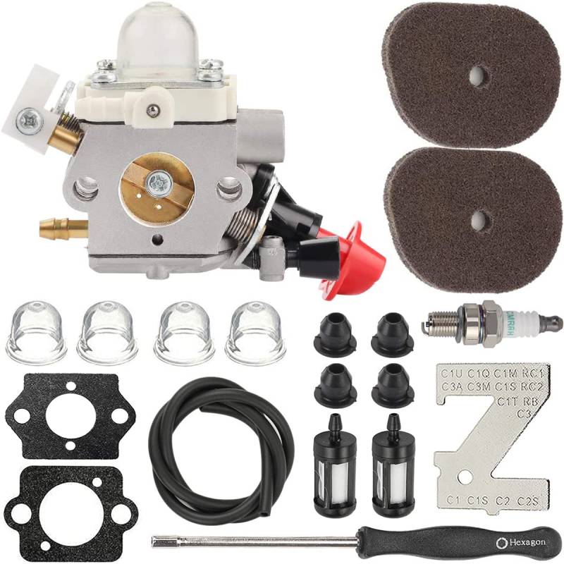 ZAMDOE FS56RC FS40 Vergaser für Stihl FS40 FS50 FS56 FS70 FC56 FC70 HT56 HT56C KM56 KM56RC KN56 Rasentrimmer Fadenschneider Unkrautfresser, ersetzt # C1M-S267A, 4144 120 0608 von ZAMDOE