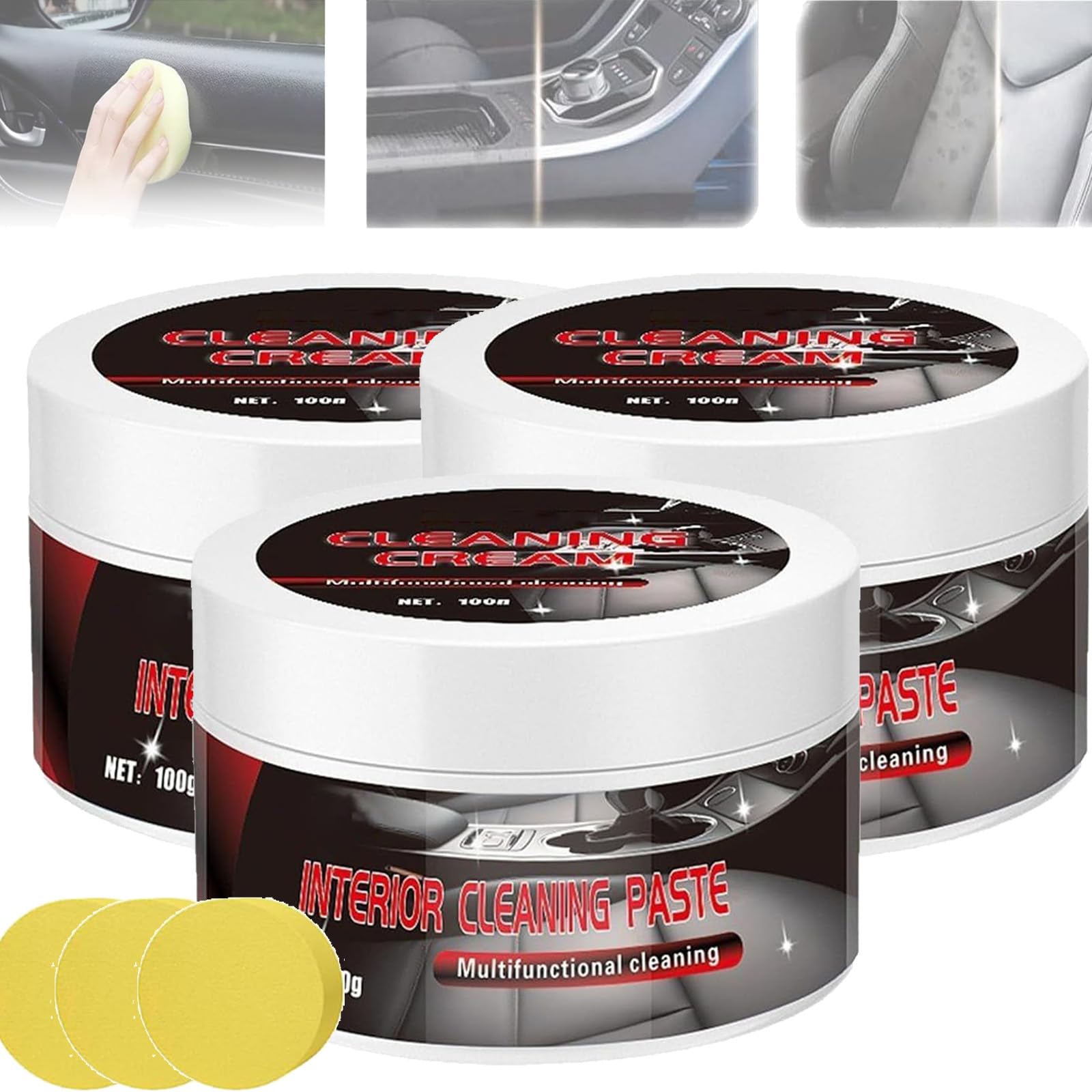 ZANWANXIN Car Interior Renovation Maintenance Cleaning Creams, Leather Maintenance Cream for Car, Multifunctional Leather Cleaning Cream (3pcs) von ZANWANXIN