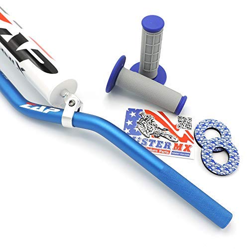 Mister-MX ZAP MX-Lenker Set 22mm Blau - aus 7075 T6 Ergal Aluminum Lenkerpolster, mit Griffen & Sticker von ZAP-Technix