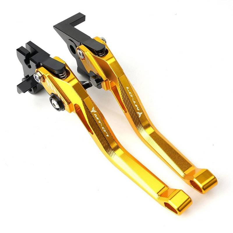 ZAPYVET Einstellbare 3D Rhombus Bremskupplungshebel Motorradzubehör CNC, for Yamaha, MT07 FZ07 MT 07 Mt-07 2014–2021 Motorrad-Handbremse(Gold) von ZAPYVET