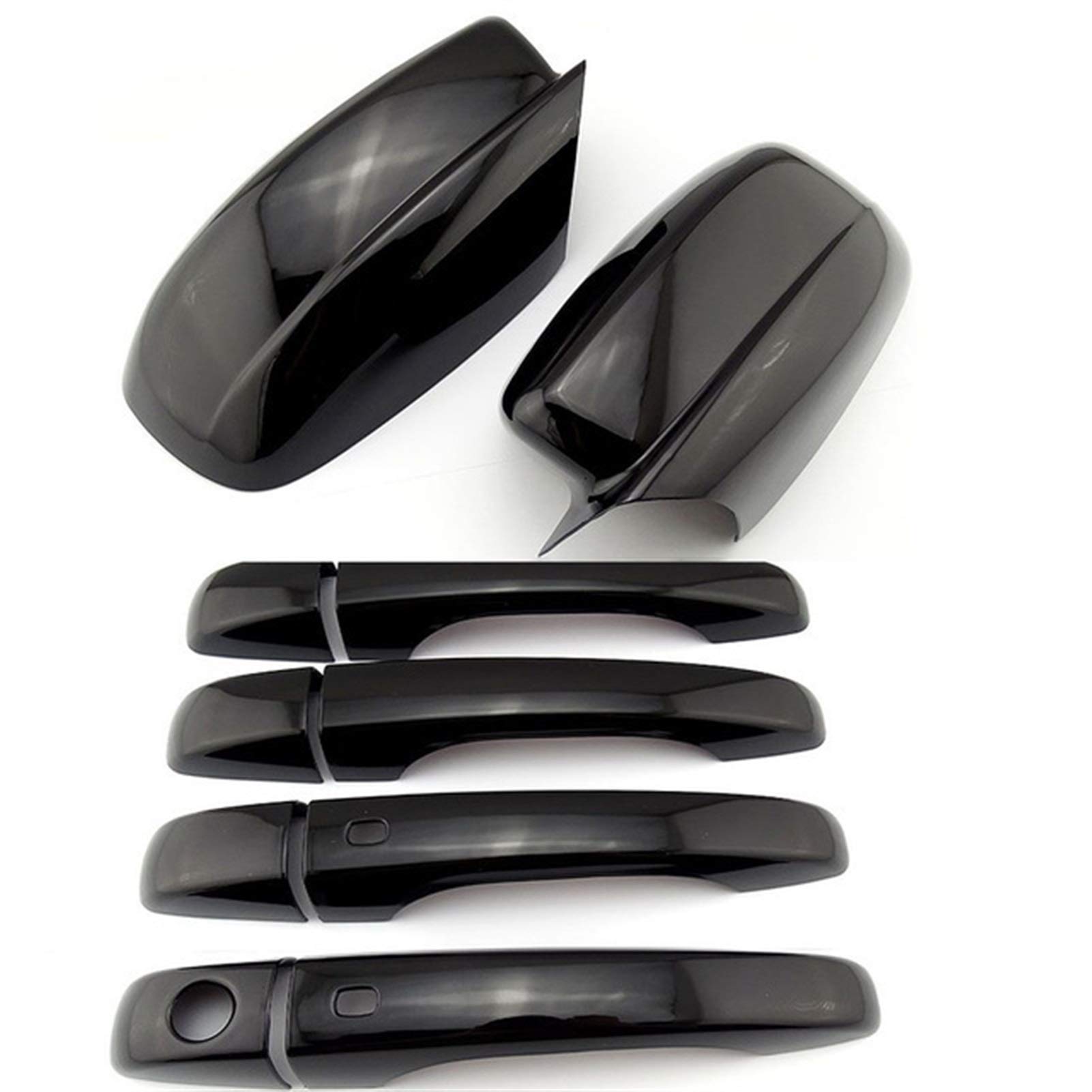 ZAPYVET Glänzend schwarz verchromte ABS-Autotür-Seitenspiegelabdeckungen Türgriffverkleidung, for Chrysler, 300/300c 2011-2016 Autospiegelabdeckungen(A Set Black) von ZAPYVET