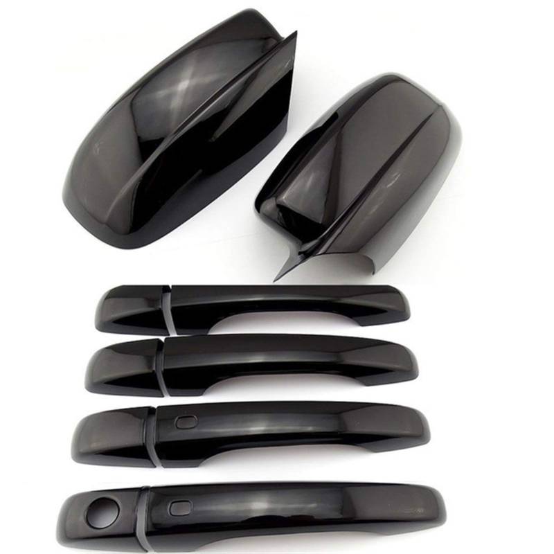 ZAPYVET Glänzend schwarz verchromte ABS-Autotür-Seitenspiegelabdeckungen Türgriffverkleidung, for Chrysler, 300/300c 2011-2016 Autospiegelabdeckungen(A Set Black) von ZAPYVET