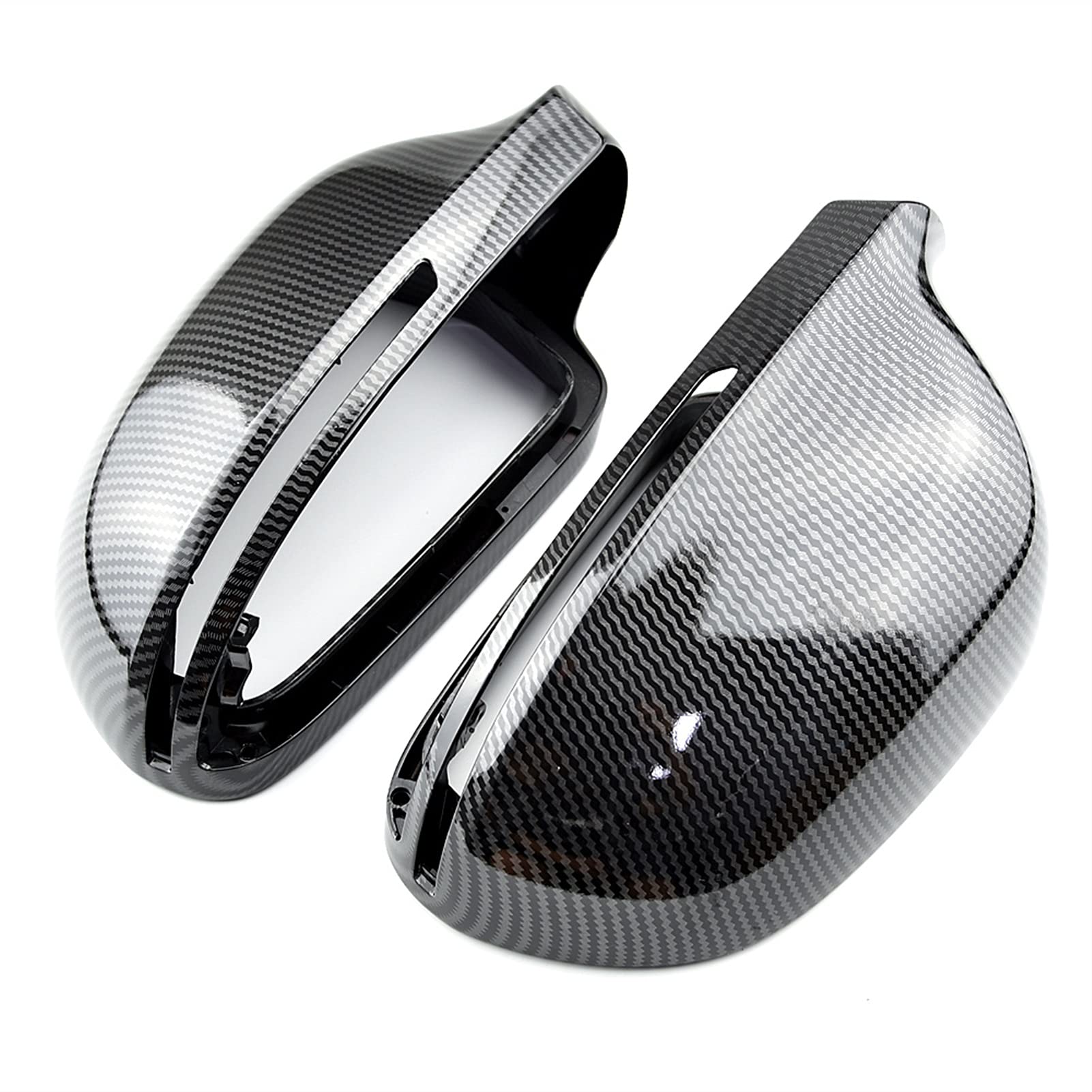 ZAPYVET Hellschwarzer, vollständiger Ersatz mit Clips, Autotür-Seitenspiegelkappen, Rückspiegelabdeckung, for, A4 A5 B8 A3 8P A6 C6 Q3 Autospiegelabdeckungen(Carbon Look Black) von ZAPYVET
