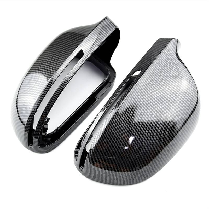 ZAPYVET Hellschwarzer, vollständiger Ersatz mit Clips, Autotür-Seitenspiegelkappen, Rückspiegelabdeckung, for, A4 A5 B8 A3 8P A6 C6 Q3 Autospiegelabdeckungen(Carbon Look Black) von ZAPYVET