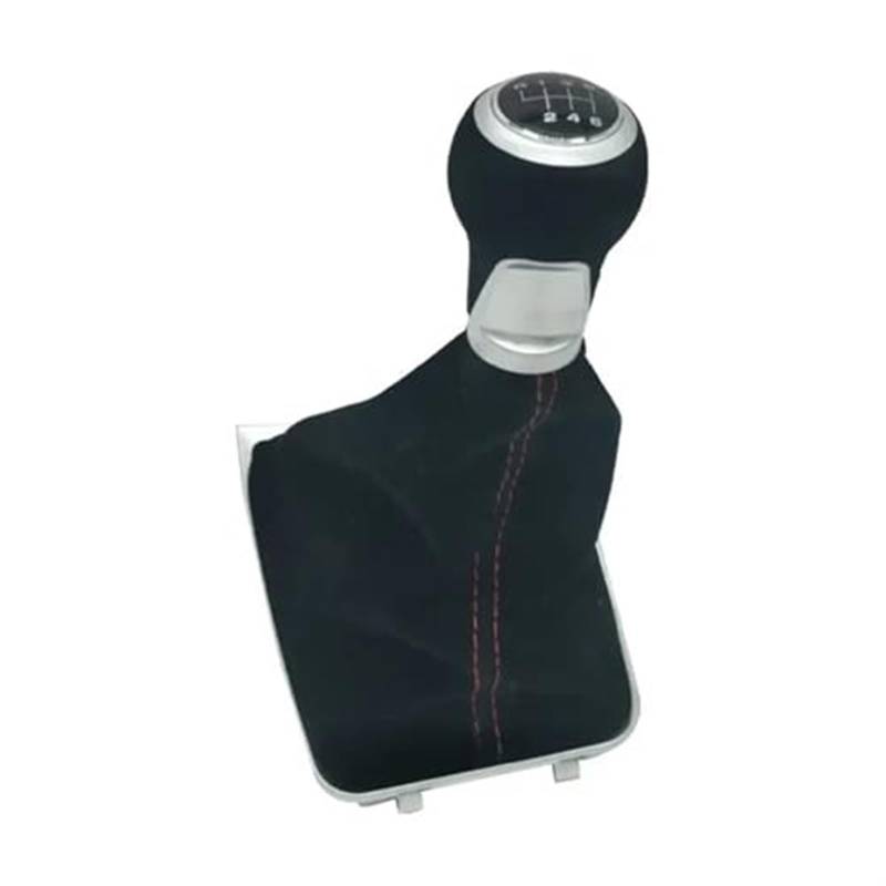 ZAPYVET Manuelle 5-/6-Gang-Schaltknaufabdeckung, for Golf, 5 6 MK5 MK6 R32 GTI 04–09 mit Gamaschenmanschette, rotes Wildleder, Auto-Styling Auto-Schaltknauf(Black 6Speed-Black) von ZAPYVET