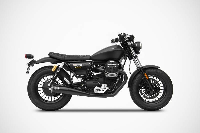 Sport Auspuff ZARD Edelstahl BLACK Moto Guzzi V9 Bobber /Roamer Bj. 2016-2020 EURO-4 eintragungsfrei von ZARD