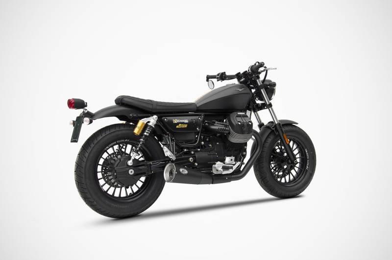 Sport Auspuff ZARD Edelstahl BLACK "short" Moto Guzzi V9 Bobber /Roamer Bj. 2016-2020 EURO-4 eintragungsfrei von ZARD