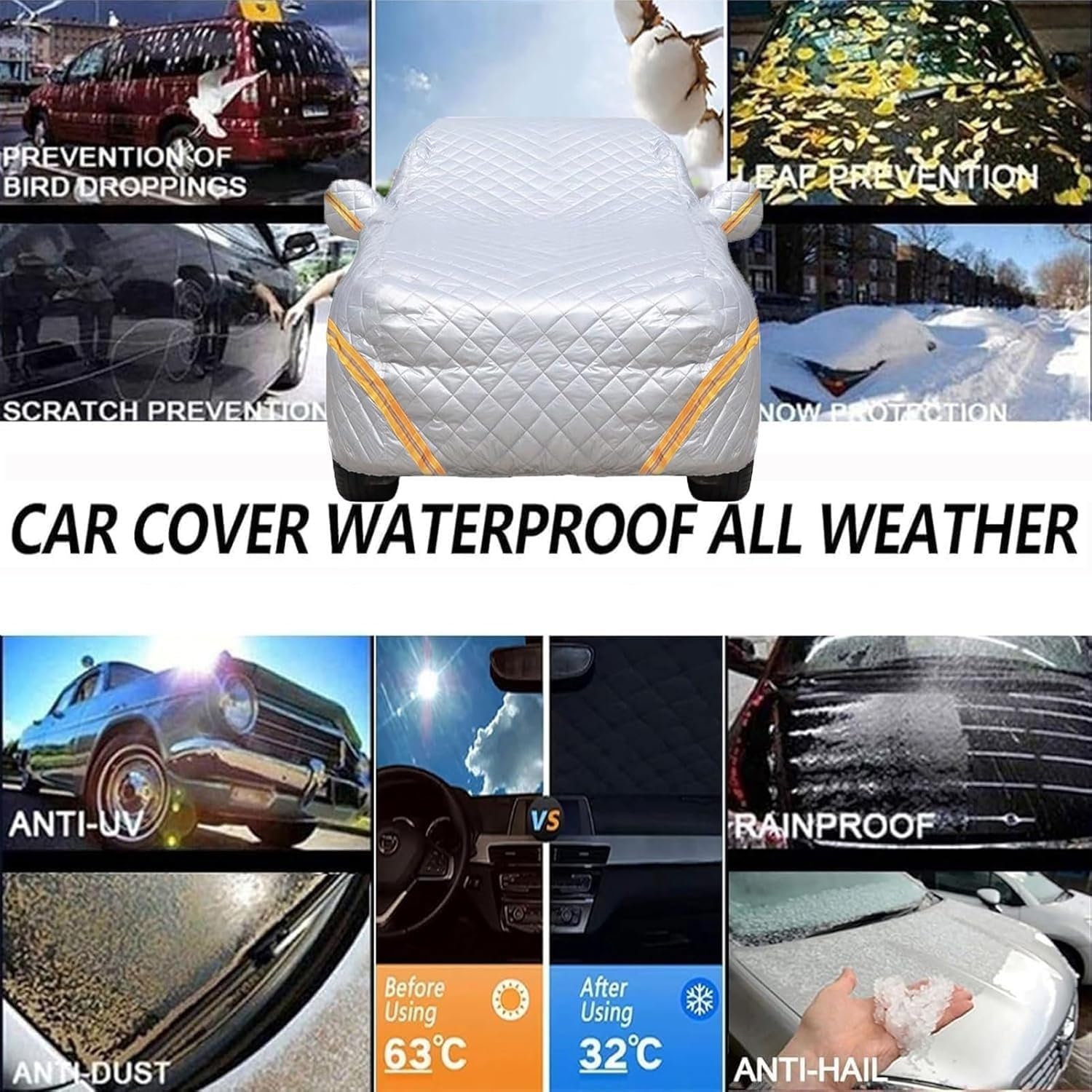 ZASMFICOD Hagelschutz-Autoabdeckung Für VW Golf R32, Outdoor-Autoabdeckung Wasserdicht Staubdicht Allwetterschutz Mit Reflektorstreifen ZASMFICOD Hagelschutz-Autoabdeckung Für VW Golf R32, Outdoor-Autoabdeckung Wasserdicht Staubdicht Allwetterschutz Mit Reflektorstreifen von ZASMFICOD