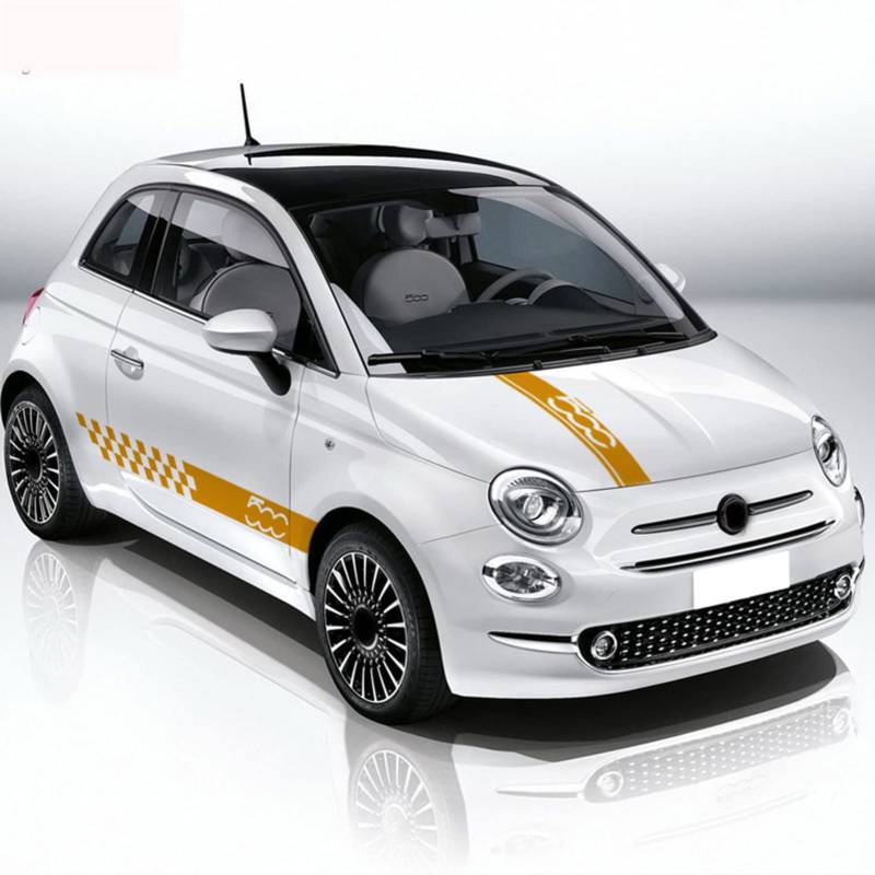 3 Stück Racing Sport Tür Seitenstreifen Rock Aufkleber Motorhaube Aufkleber Zubehör, Für FIAT 500 595 Abarth 500e 500c 2015 2021 von ZATEN