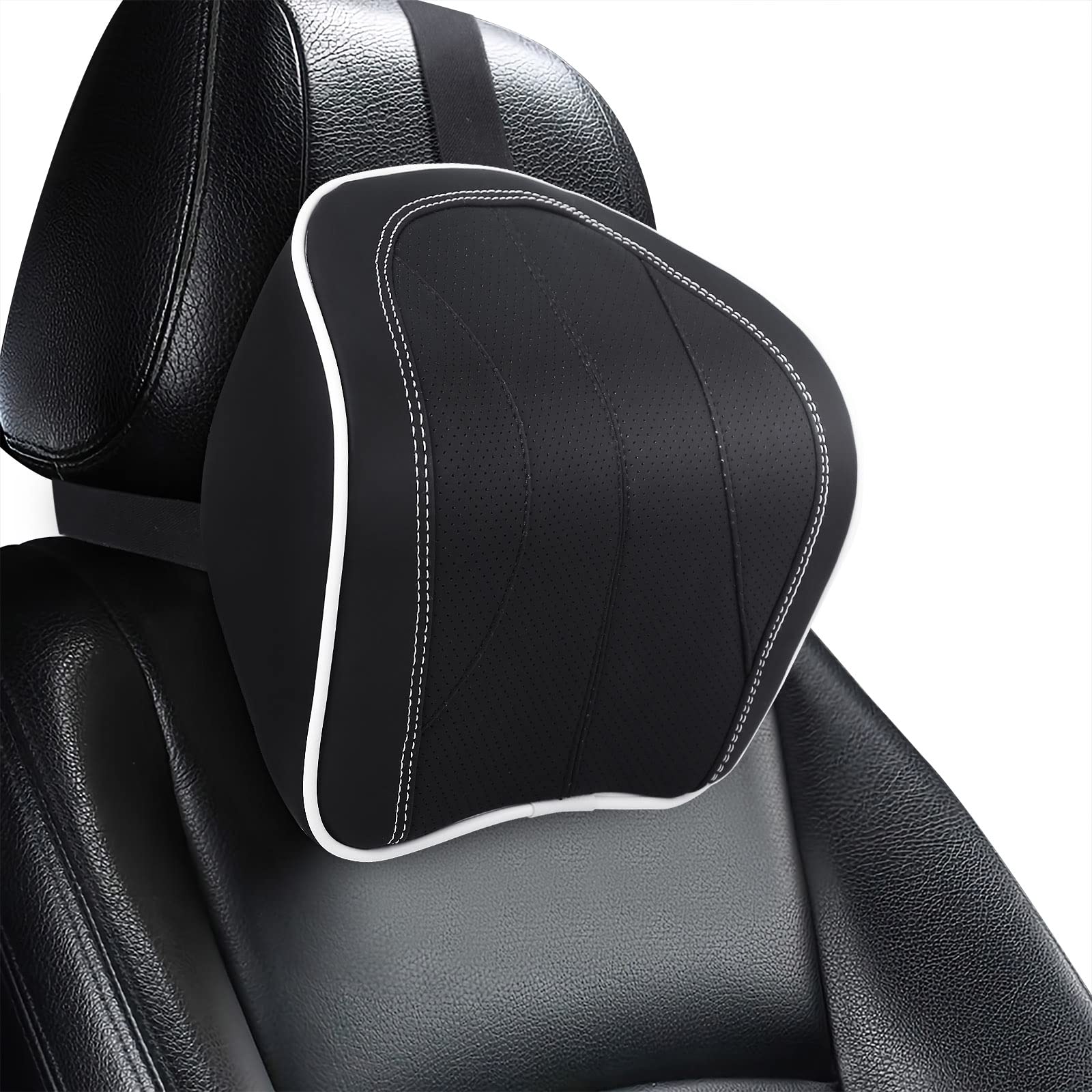 ZATOOTO Auto Nackenkissen, Memory Foam Auto Sitz Kopfstütze mit Verstellbarem Gurt, Leder Auto Nackenkissen für Fahren Gaming Büro Sitz (Schwarz) ZATOOTO Auto Nackenkissen, Memory Foam Auto Sitz Kopfstütze mit Verstellbarem Gurt, Leder Auto Nackenkissen für Fahren Gaming Büro Sitz (Schwarz) von ZATOOTO