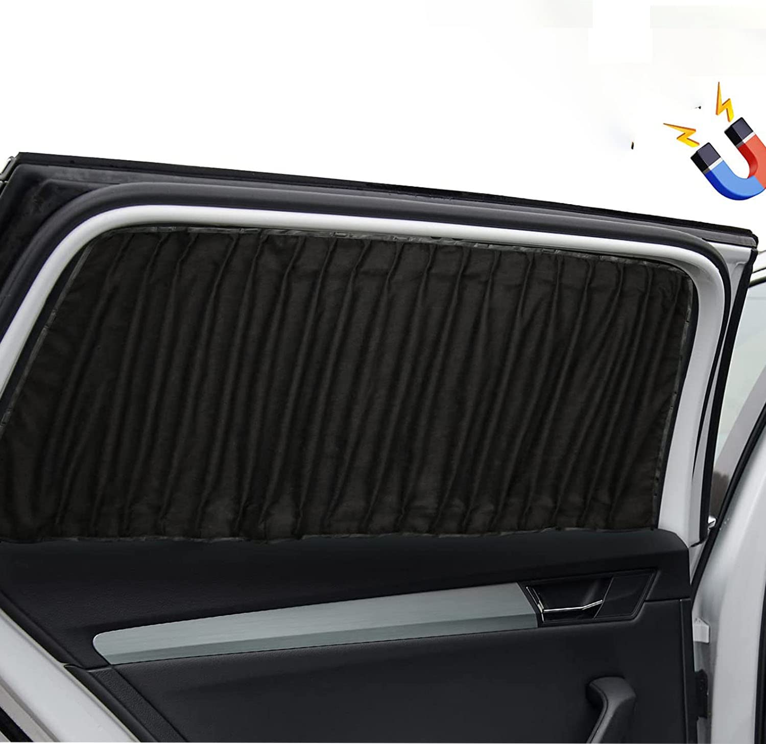 ZATOOTO Sonnenschutz Auto Vorhang - Magnetisch Sonnenschutz Auto Kinder (Rücksitz), Blickdicht Wildlederstoff für bessere Privatsphäre, UV-Schutz und Schlaf, 100 * 50cm, 2 Stück, Schwarz von ZATOOTO