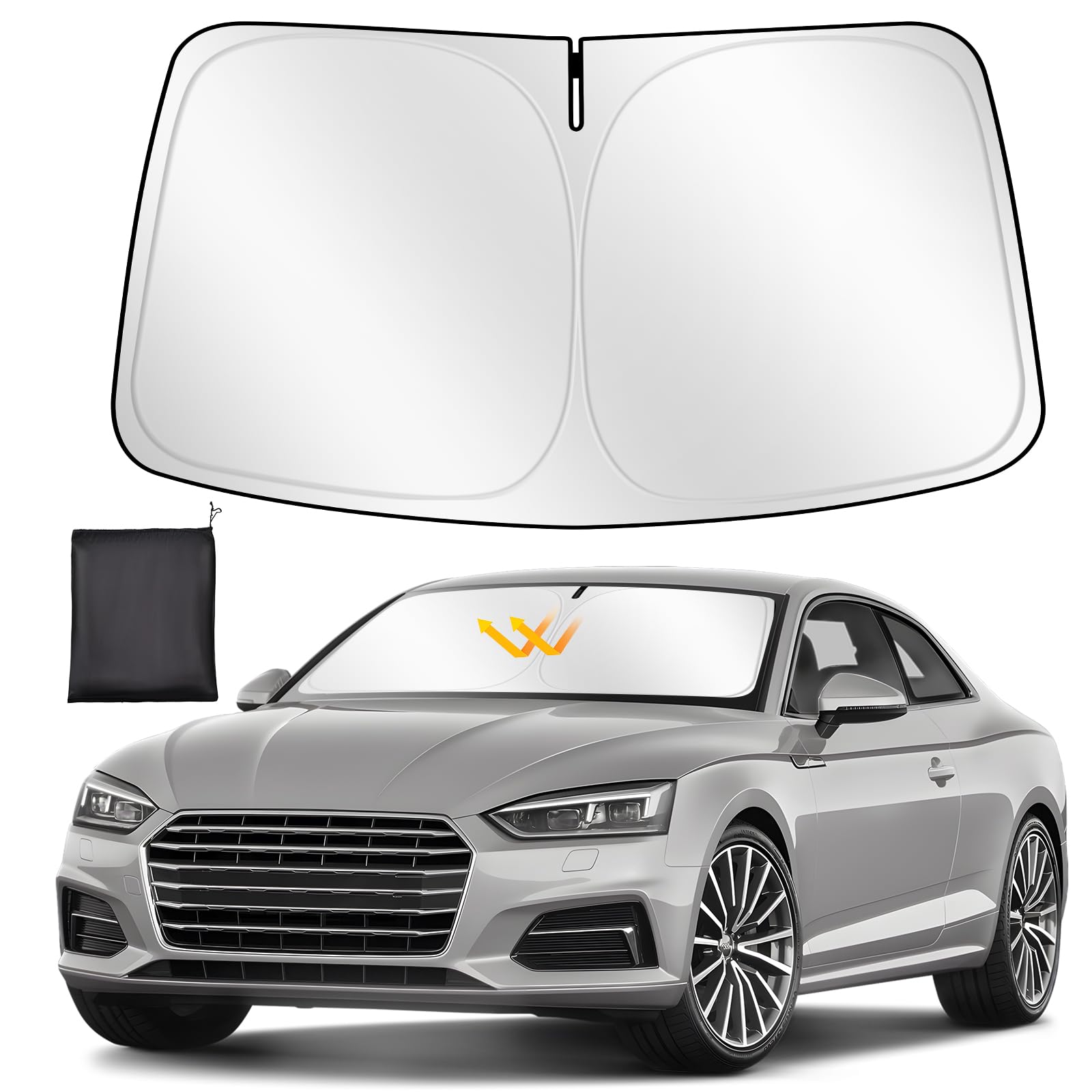 ZATOOTO Sonnenschutz Auto Frontscheibe Custom Fit für Audi A3 2021-2024, Windschutzscheibe Sonnenschutz Faltbare, Verdickte Reflektierende Polyesterf Blockiert UV-Strahlen und Hält das Auto Kühler ZATOOTO Sonnenschutz Auto Frontscheibe Custom Fit für Audi A3 2021-2024, Windschutzscheibe Sonnenschutz Faltbare, Verdickte Reflektierende Polyesterf Blockiert UV-Strahlen und Hält das Auto Kühler von ZATOOTO