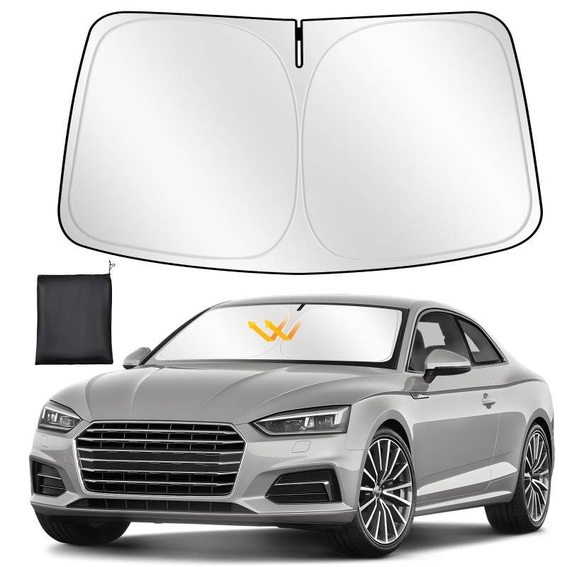 ZATOOTO Sonnenschutz Auto Frontscheibe Custom Fit für Audi A3 2021-2024, Windschutzscheibe Sonnenschutz Faltbare, Verdickte Reflektierende Polyesterf Blockiert UV-Strahlen und Hält das Auto Kühler von ZATOOTO