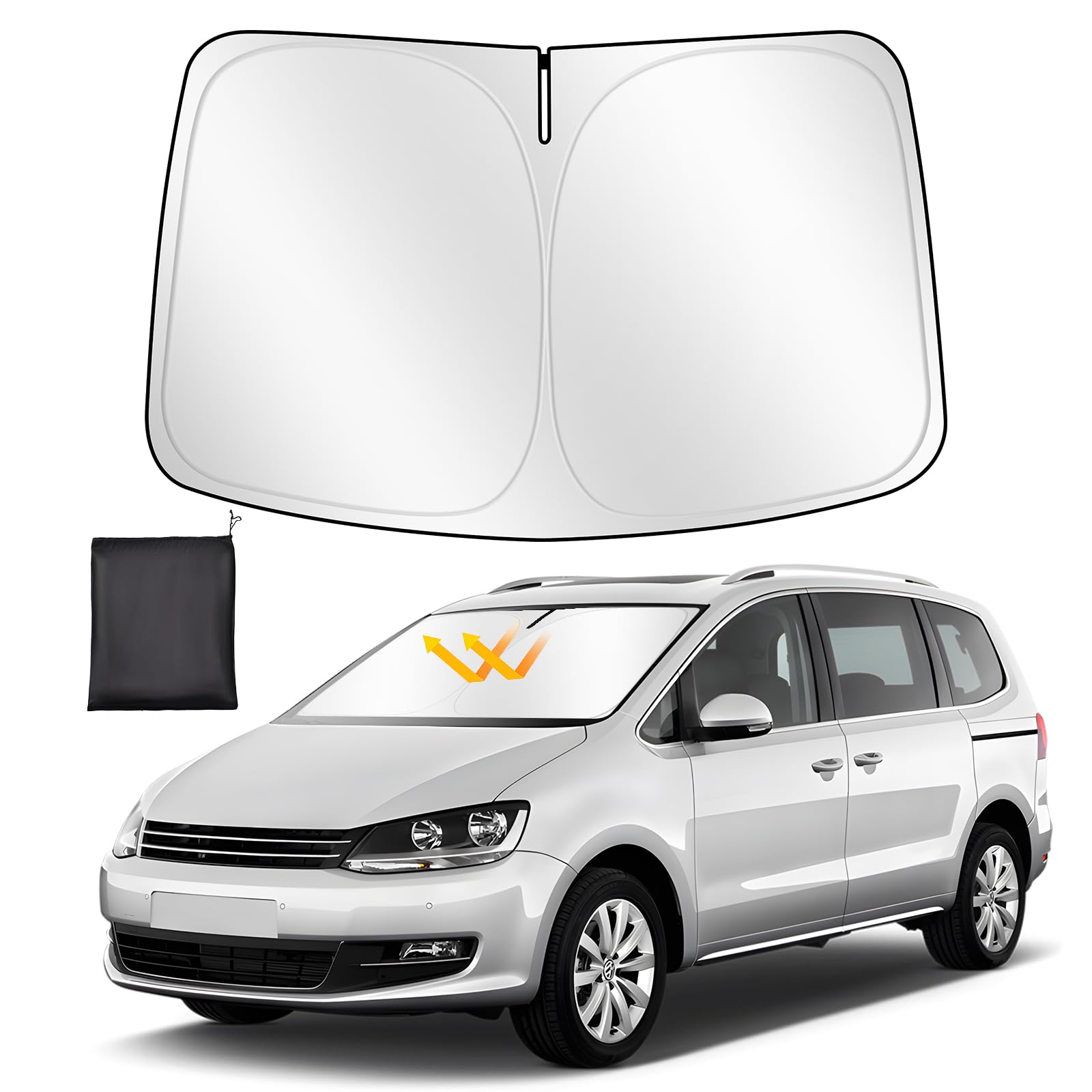 ZATOOTO Sonnenschutz Auto Frontscheibe Custom Fit für VW Sharan 2010-2020, Windschutzscheibe Sonnenschutz Faltbare, Verdickte Reflektierende Polyester Blockiert UV-Strahlen und Hält das Auto Kühler ZATOOTO Sonnenschutz Auto Frontscheibe Custom Fit für VW Sharan 2010-2020, Windschutzscheibe Sonnenschutz Faltbare, Verdickte Reflektierende Polyester Blockiert UV-Strahlen und Hält das Auto Kühler von ZATOOTO
