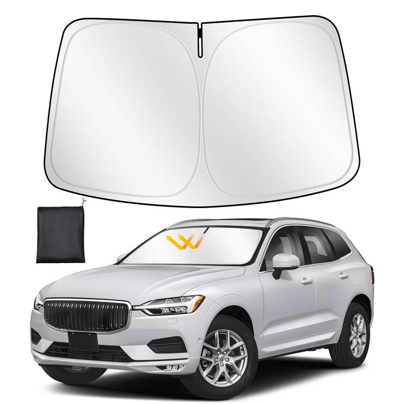 ZATOOTO Sonnenschutz Auto Frontscheibe Custom Fit für Volvo XC60 2018-2024, Windschutzscheibe Sonnenschutz Faltbare, Verdickte Reflektierende Polyester Blockiert UV-Strahlen und Hält das Auto Kühler von ZATOOTO