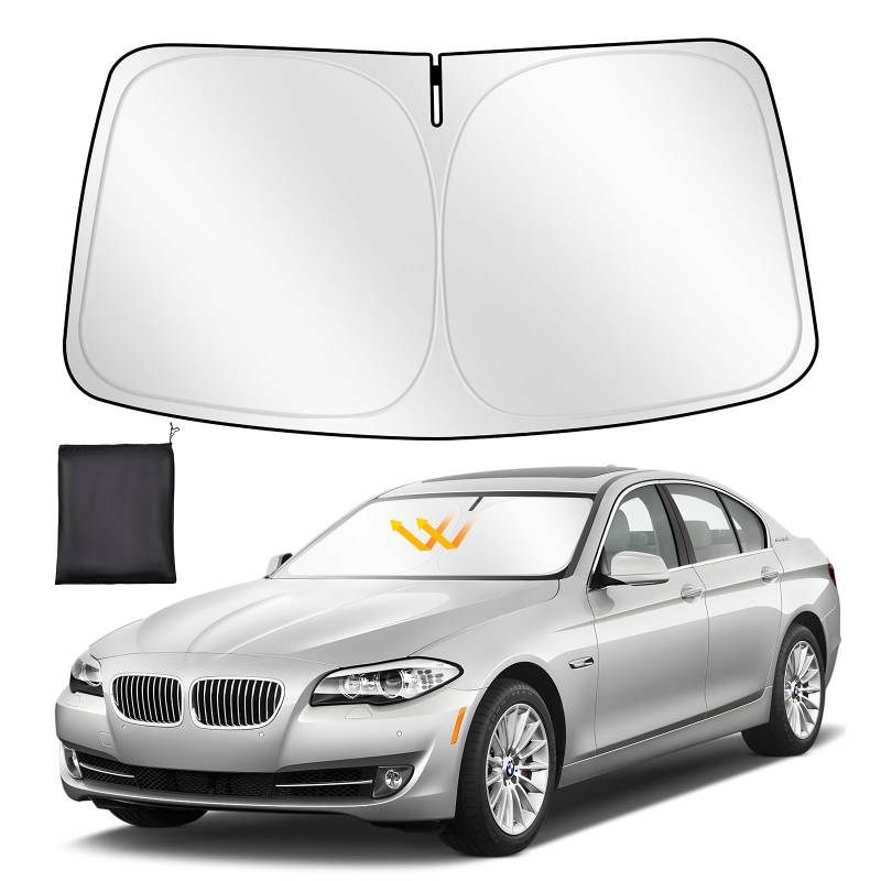 ZATOOTO Sonnenschutz Auto Frontscheibe für BMW 5 Series 2017-2023, Windschutzscheibe Sonnenschutz Faltbare, Verdickte Reflektierende Polyester Blockiert UV-Strahlen und Hält das Auto Kühler von ZATOOTO
