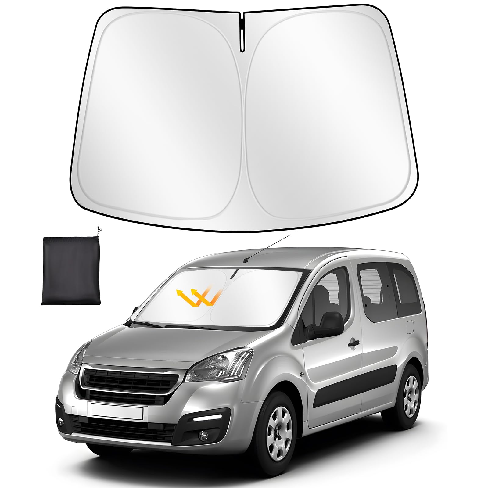 ZATOOTO Sonnenschutz Auto Frontscheibe für Citroen Berlingo 2018-2024, Windschutzscheibe Sonnenschutz Faltbare, Verdickte Reflektierende Polyester Blockiert UV-Strahlen und Hält das Auto Kühler ZATOOTO Sonnenschutz Auto Frontscheibe für Citroen Berlingo 2018-2024, Windschutzscheibe Sonnenschutz Faltbare, Verdickte Reflektierende Polyester Blockiert UV-Strahlen und Hält das Auto Kühler von ZATOOTO