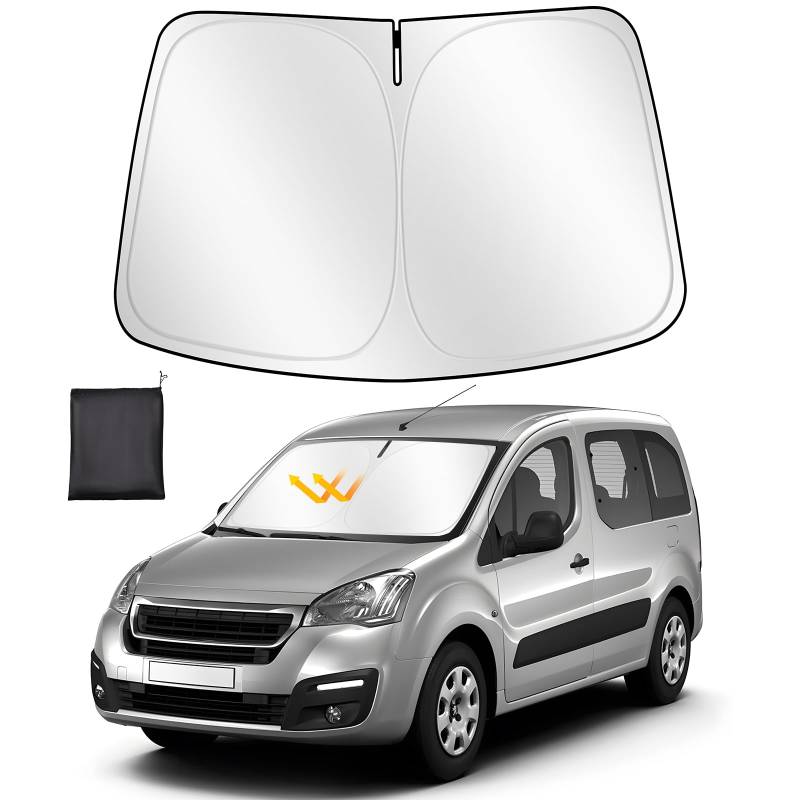 ZATOOTO Sonnenschutz Auto Frontscheibe für Citroen Berlingo 2018-2024, Windschutzscheibe Sonnenschutz Faltbare, Verdickte Reflektierende Polyester Blockiert UV-Strahlen und Hält das Auto Kühler von ZATOOTO