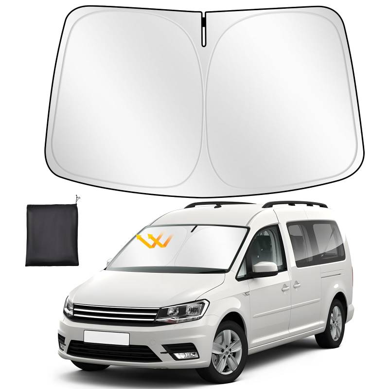 ZATOOTO Sonnenschutz Auto Frontscheibe Custom Fit für VW Caddy 2003-2020, Windschutzscheibe Sonnenschutz Faltbare, Verdickte Reflektierende Polyester Blockiert UV-Strahlen und Hält das Auto Kühler von ZATOOTO