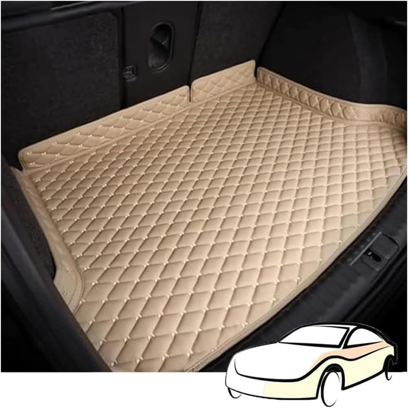 Auto Kofferraummatte FüR Tiguan R Line Edition 2020 2021 2022 2023 2024 2025, wasserdichte Leder Kofferraumwanne Mit Hoher Seite Antirutsch Schutzmatte Auto ZubehöR, Beige Auto Kofferraummatte FüR Tiguan R Line Edition 2020 2021 2022 2023 2024 2025, wasserdichte Leder Kofferraumwanne Mit Hoher Seite Antirutsch Schutzmatte Auto ZubehöR, Beige von ZBMDTHEF