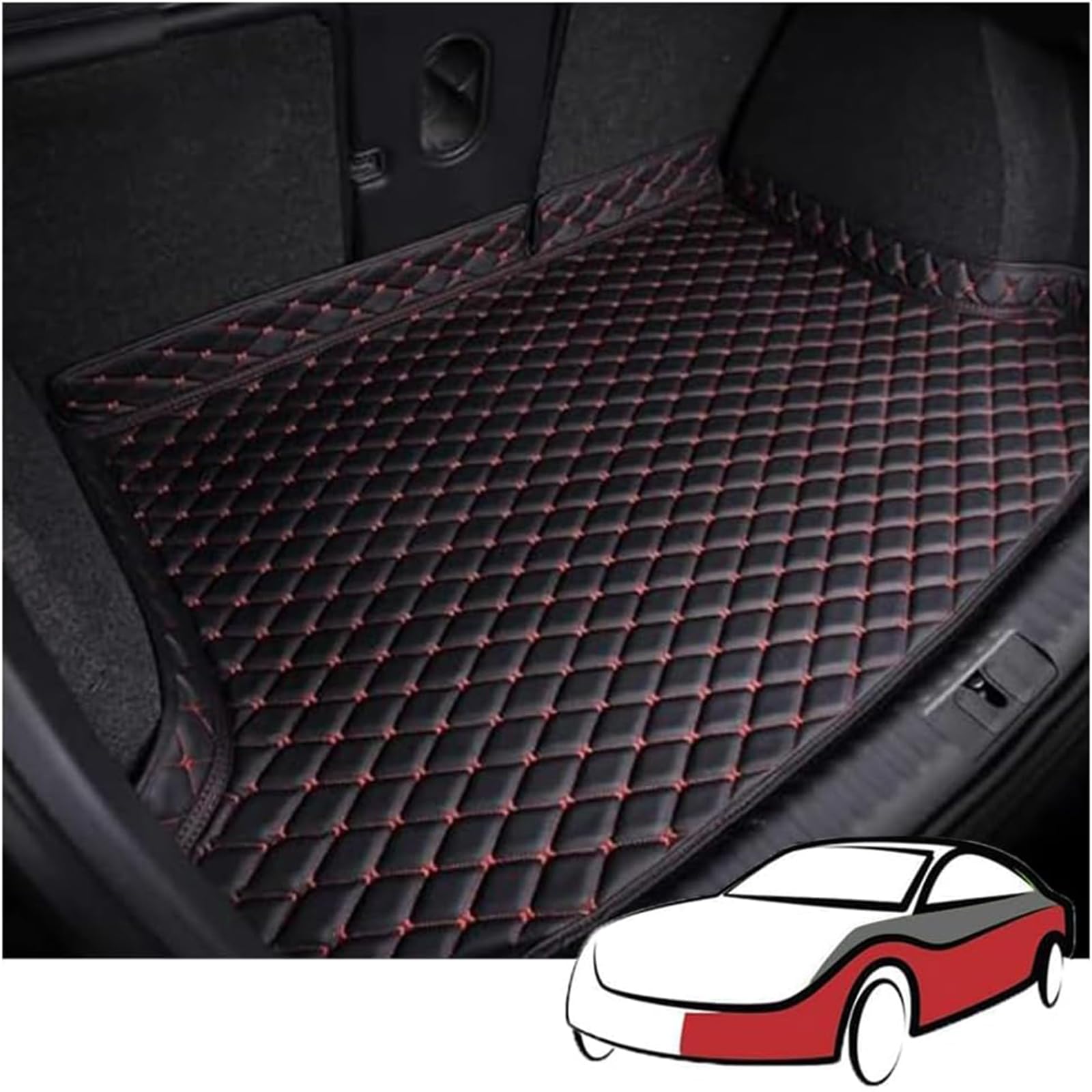 Auto Kofferraummatte FüR Tiguan R Line Edition 2020 2021 2022 2023 2024 2025, wasserdichte Leder Kofferraumwanne Mit Hoher Seite Antirutsch Schutzmatte Auto ZubehöR, Black Red Auto Kofferraummatte FüR Tiguan R Line Edition 2020 2021 2022 2023 2024 2025, wasserdichte Leder Kofferraumwanne Mit Hoher Seite Antirutsch Schutzmatte Auto ZubehöR, Black Red von ZBMDTHEF
