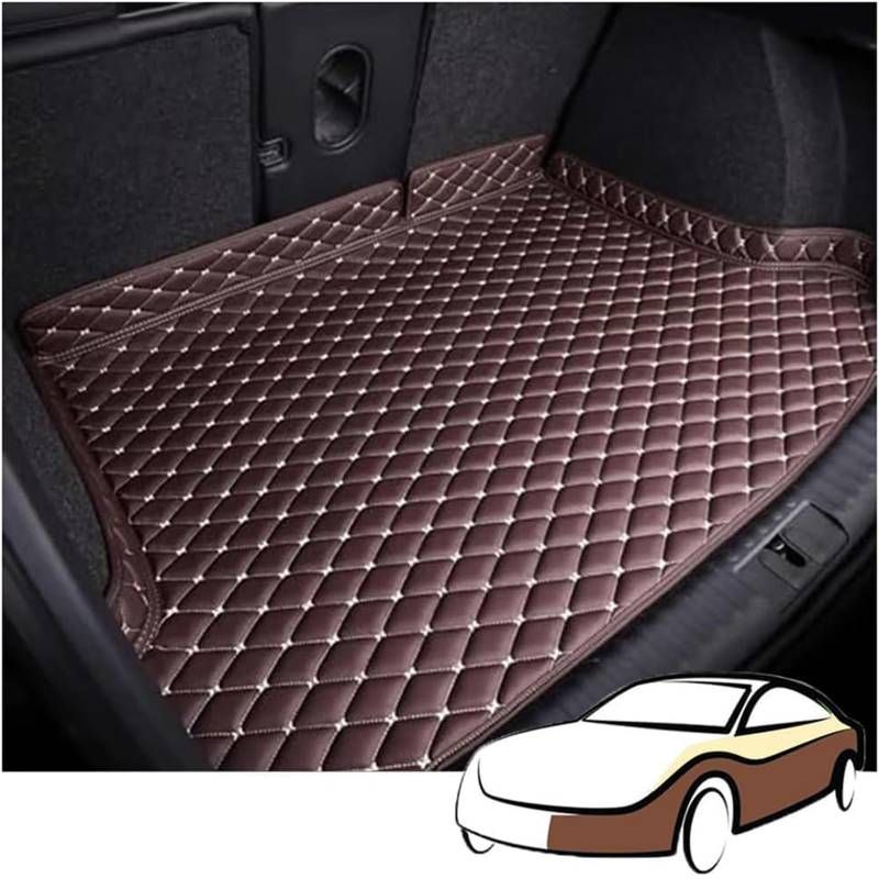 ‌Auto Kofferraummatte FüR Toyota C-HR II 2023 2024, wasserdichte Leder Kofferraumwanne Mit Hoher Seite Antirutsch Schutzmatte Auto ZubehöR, Coffee Beige von ZBMDTHEF