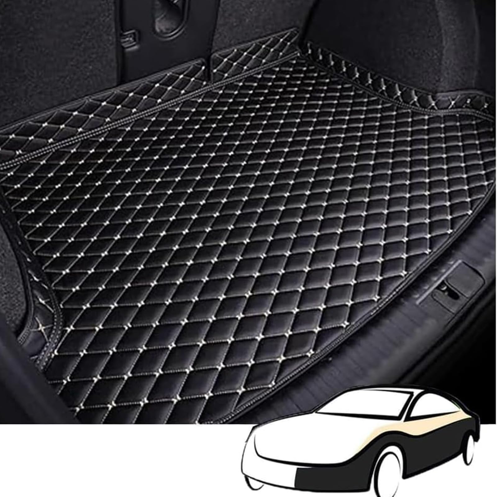 Auto Kofferraummatte FüR Toyota Land Cruiser 7 Seats 2017 2018 2019 2020 2021, wasserdichte Leder Kofferraumwanne Mit Hoher Seite Antirutsch Schutzmatte Auto ZubehöR, Black Beige Auto Kofferraummatte FüR Toyota Land Cruiser 7 Seats 2017 2018 2019 2020 2021, wasserdichte Leder Kofferraumwanne Mit Hoher Seite Antirutsch Schutzmatte Auto ZubehöR, Black Beige von ZBMDTHEF